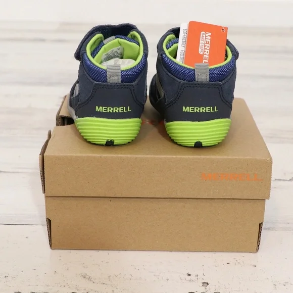 Merrell unisex child Bare Steps Ridge Hiking Boot, Navy/Green, 5 Toddler/Walker - Picture 6 of 9